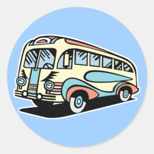 autobus retro ronde sticker