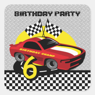 Autocar de course Sticker 6e anniversaire