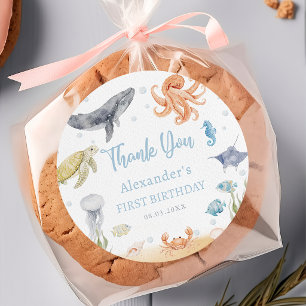 Autocollant 1er Anniversaire Animaux de l'Océan So