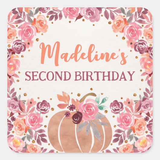 Autocollant 2e anniversaire Little Pumpkin Boho Fl (Devant)