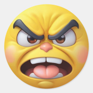 Autocollant 3D Emoji Jaune En Colère 2
