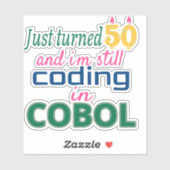 Autocollant « 50 ans et toujours codeur en COBOL » (Feuille)