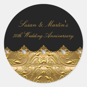 Autocollant 50e anniversaire de mariage Gold Swirl