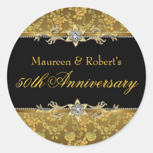 Autocollant 50e anniversaire Rose Or & Noir