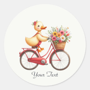 Autocollant à canard à bicyclette floral