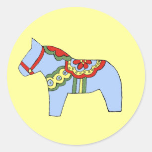Autocollant à cheval bleu