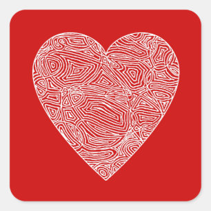 Autocollant à cœur en impression gribouillée