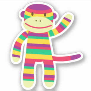 Autocollant à découpe pour singe gris arc-en-ciel