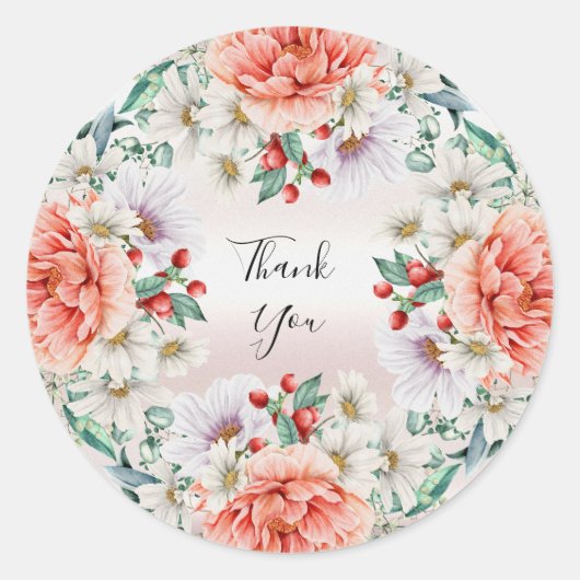 Autocollant à fleurs de pivoine aquarelle (Devant)