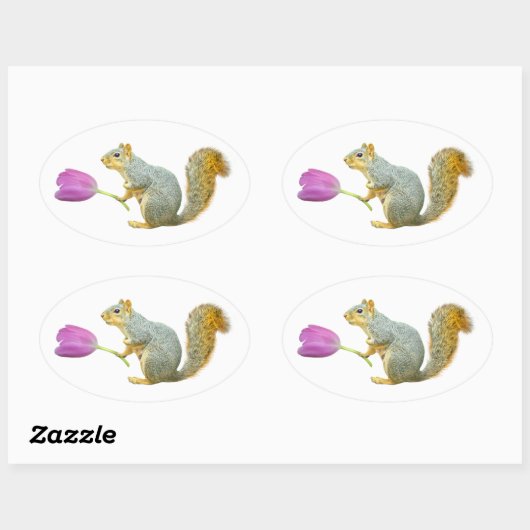 Autocollant à fleurs rose écureuil (Feuille)