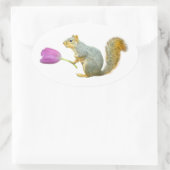 Autocollant à fleurs rose écureuil (Sac)