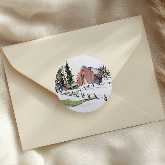 autocollant à grange rouge, encre de jour d'hiver 