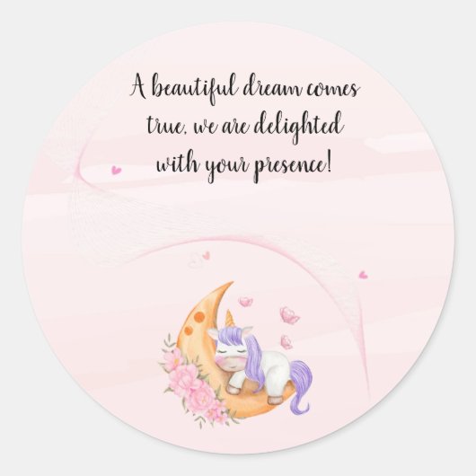 autocollant à licorne Merci (Devant)