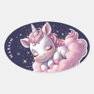 Autocollant à licorne rose personnalisable