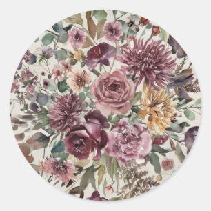 Autocollant à motif floral automnal romantique