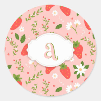 Autocollant à motif fraise mignon