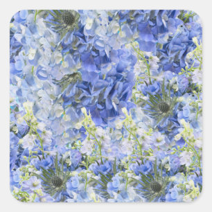 Autocollant à personnaliser motif Hydrangeas bleue