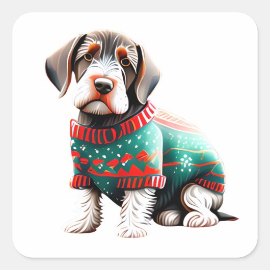 Autocollant À poils durs allemand Pointer Xmas (Devant)