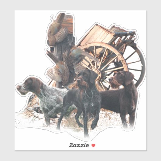 Autocollant À poils durs Pointer allemand (Feuille)