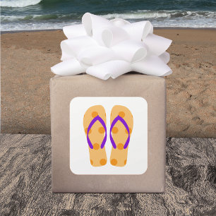 Autocollant à tongs orange violet été plage