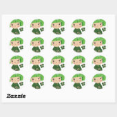 Autocollant à triplet Kokeshi vert (Feuille)