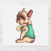 Autocollant à vin face Bulldog Français drôle de n (Étiquettes simples)