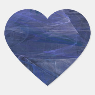 Autocollant Abstrait de coeur fractal bleu