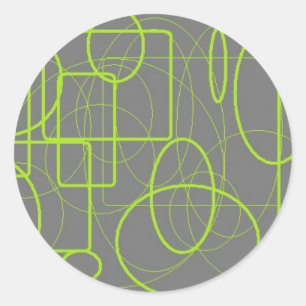 Autocollant abstrait gris et vert