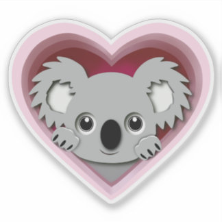 Autocollant Adorable 3D Coeur Koala Oear Love