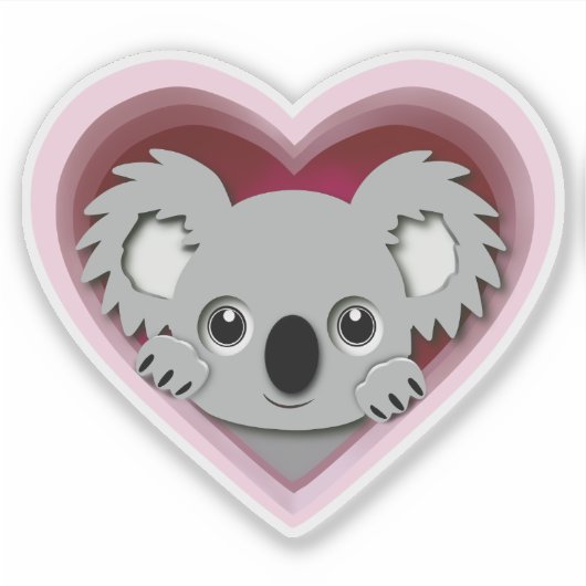 Autocollant Adorable 3D Coeur Koala Oear Love (Devant)