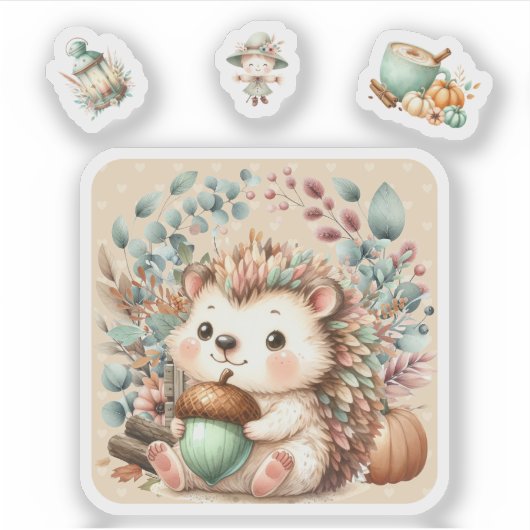 Autocollant adorable pour bébé hérisson. (Devant)