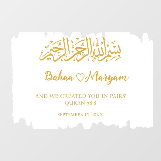 Autocollant Affiche de bienvenue Mariage blanc mod (Feuille)