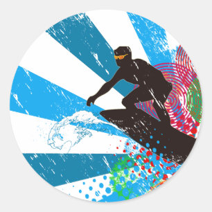 Autocollant affligé de paradis de surfer