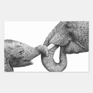 Autocollant africain éléphant et veau