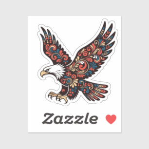 Autocollant Aigle Atterrissant - Ailes Paisley Orn