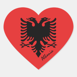 Autocollant Albanie, Cœur, Drapeau Albanais Patrio