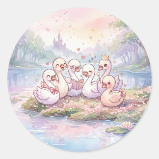 Autocollant Amis Cygnes Mignons