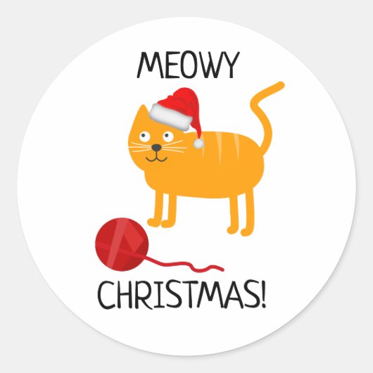 Autocollant amusant de Noël chat orange Meowy (Devant)