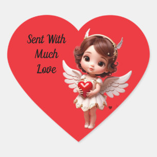 Autocollant Ange Avec Coeur