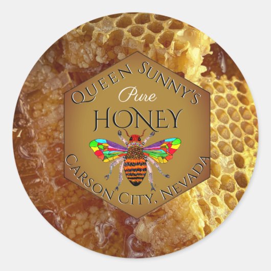 Autocollant Apiary Honey Jar Classic Round (Devant)