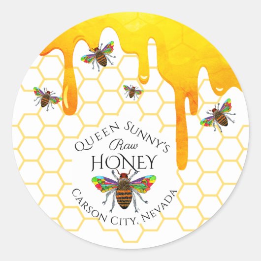 Autocollant Apiary Honey Jar Classic Round (Devant)