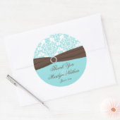 Autocollant Aqua Blue, Mariage damassé Blanc Favor (Enveloppe)