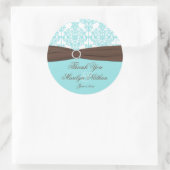 Autocollant Aqua Blue, Mariage damassé Blanc Favor (Sac)