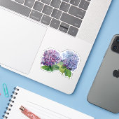 Autocollant aquarelle Hydrangea bleue (Ordinateur portable avec iPhone)