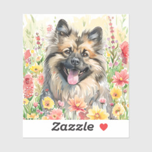Autocollant aquarelle Keeshond