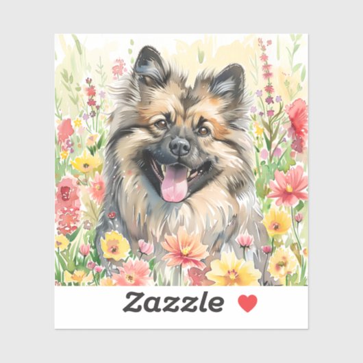 Autocollant aquarelle Keeshond (Feuille)