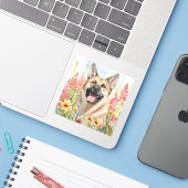 Autocollant aquarelle Norwegian Elkhound (Ordinateur portable avec iPhone)