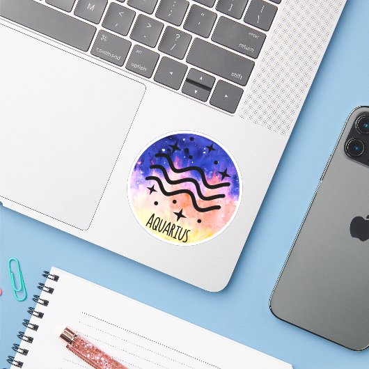 Autocollant Aquarius (Ordinateur portable avec iPhone)