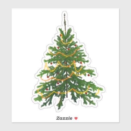 autocollant arbre de Noël mignon vert classique de (Feuille)