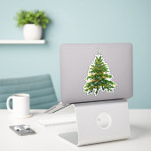 autocollant arbre de Noël mignon vert classique de (Ordinateur portable sur le bureau)